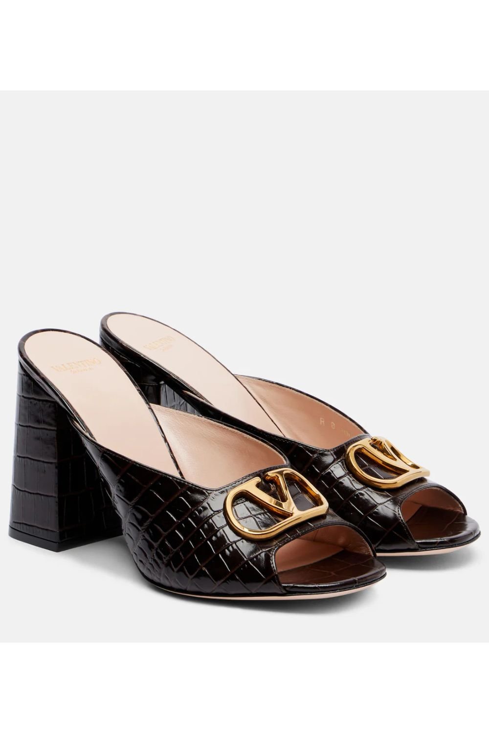 Valentino Garavani VLogo 95 croc-effect leather mules