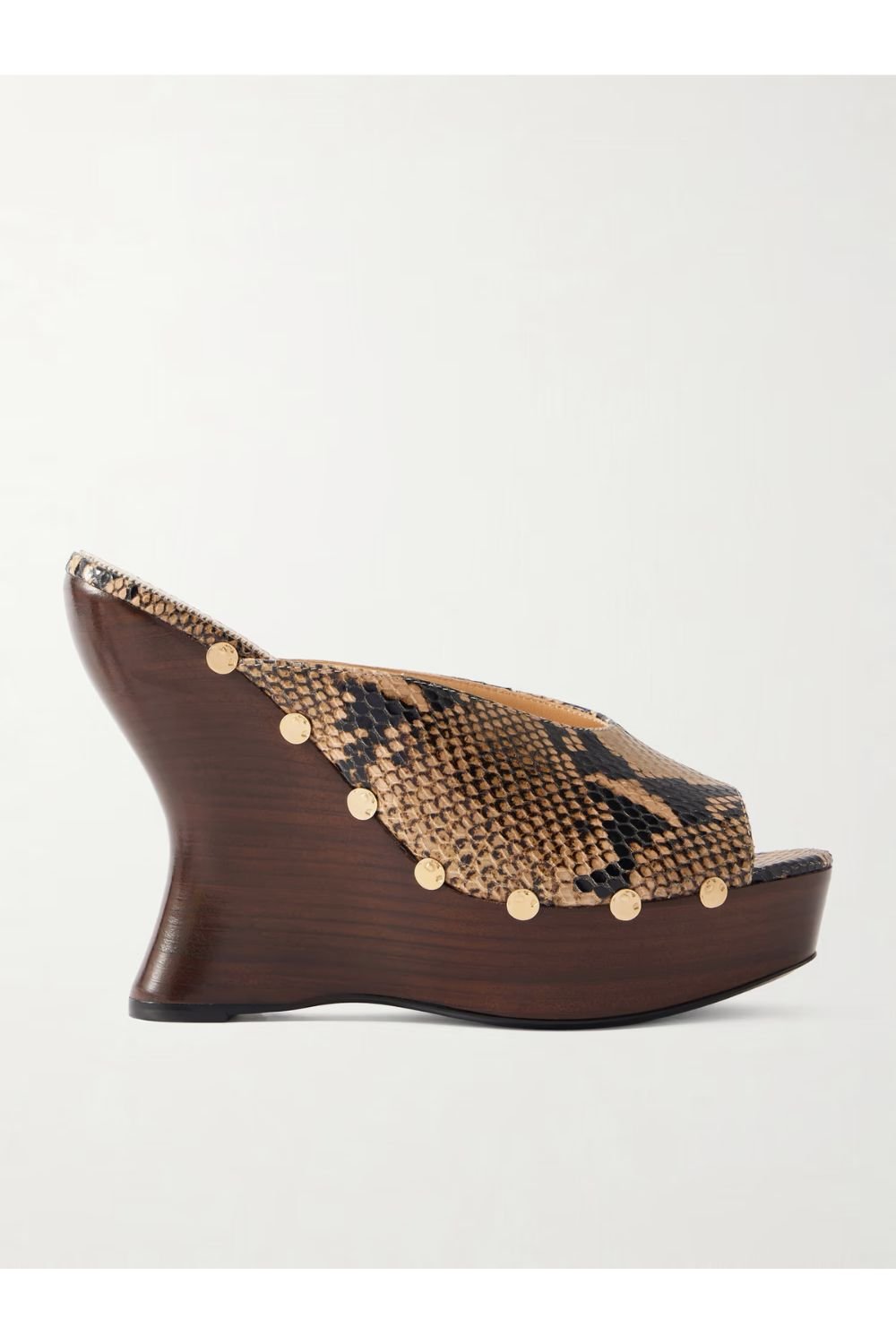 MAGDA BUTRYM Studded snake-effect leather wedge mules
