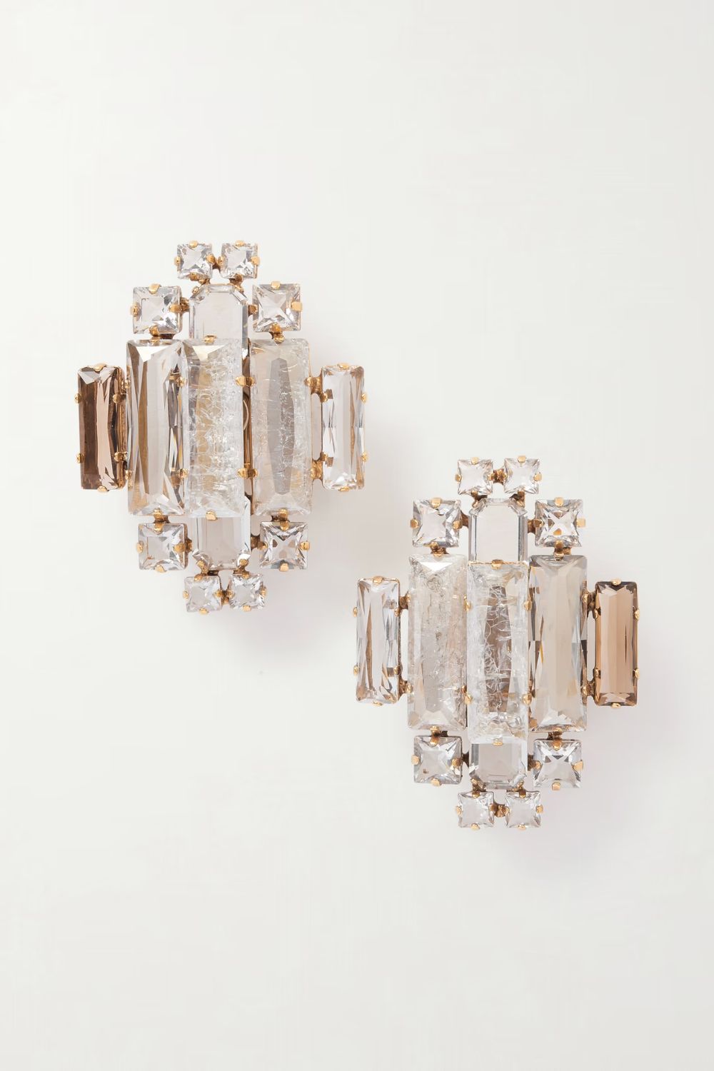 SAINT LAURENT Oversized gold-tone crystal clip earrings