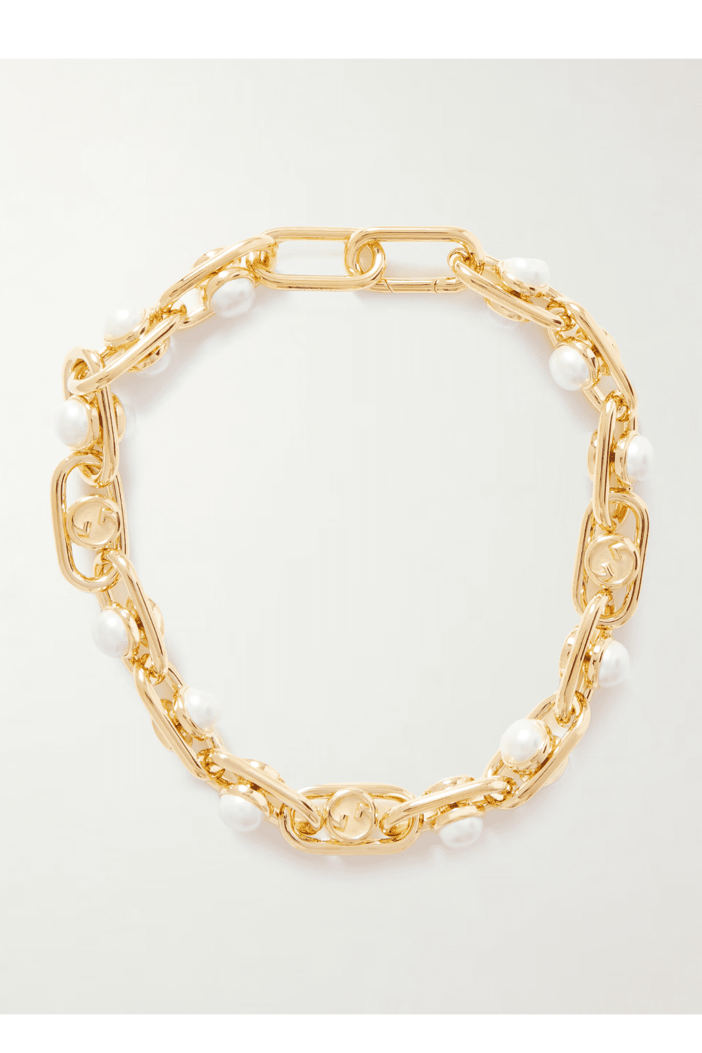 GUCCI Gold-tone faux pearl necklace