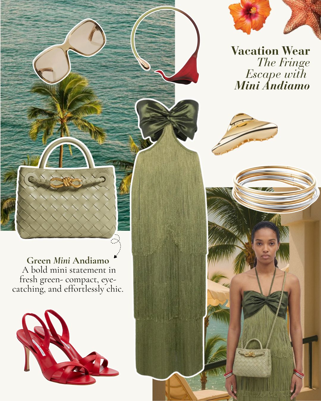 Look 1: The Green Fringe Escape
