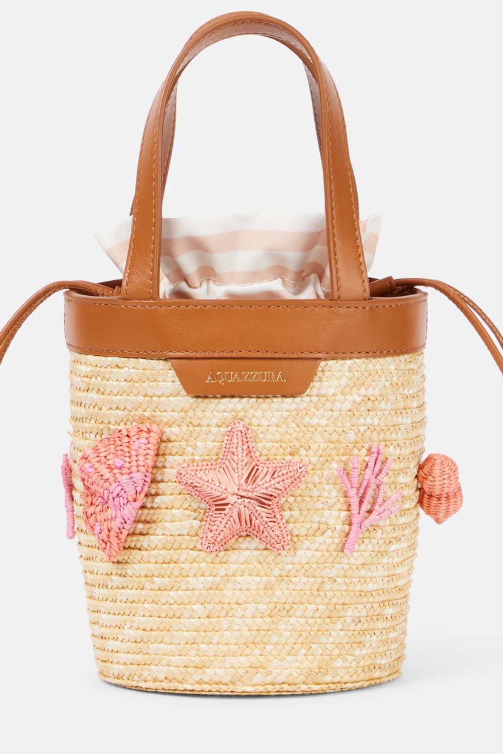 Aquazzura Marea Small appliqué raffia bucket bag