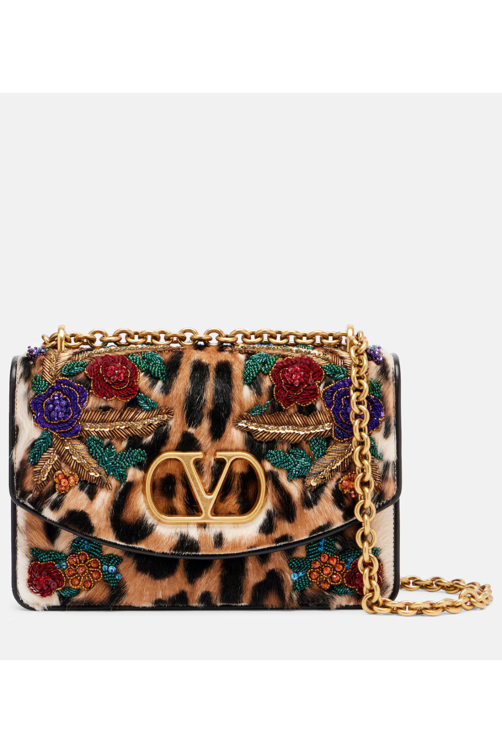 Valentino Garavani Vain Small embellished calf hair shoulder bag