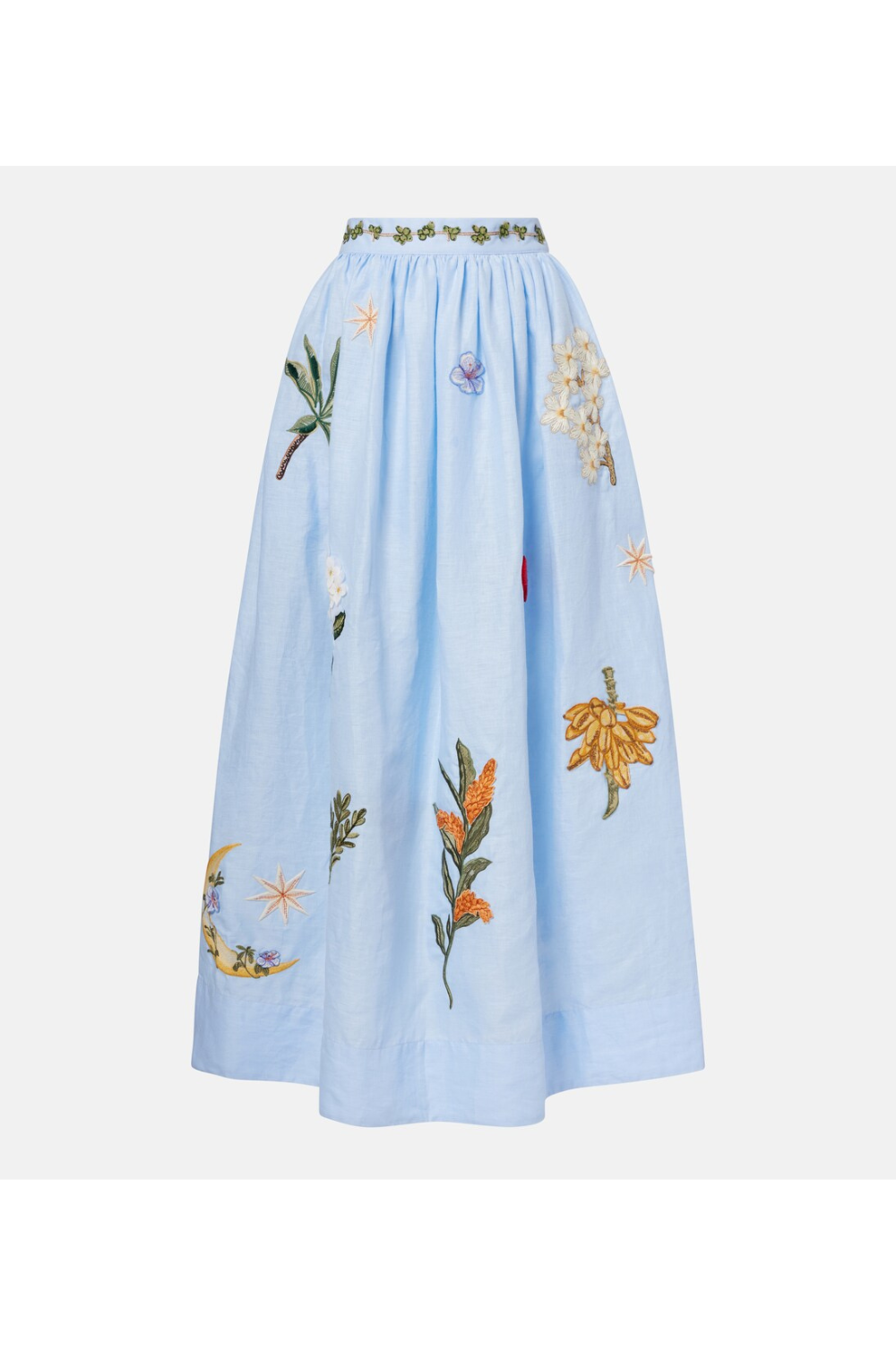 Agua by Agua Bendita Tangelo appliqué linen maxi skirt