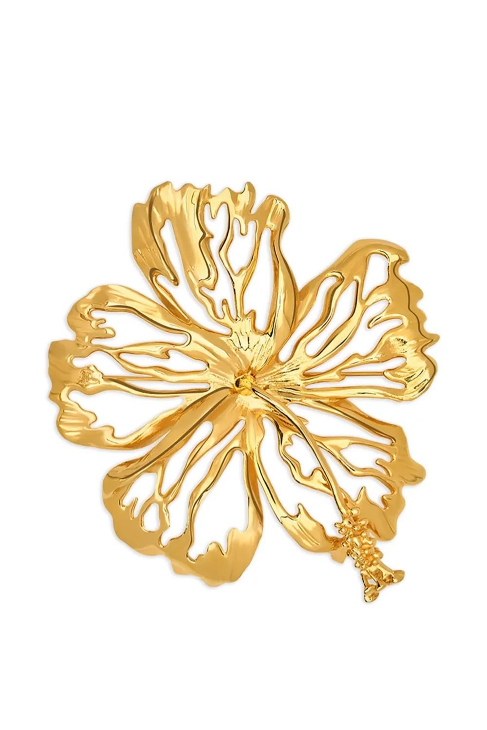 Oscar de la Renta openwork hibiscus brooch