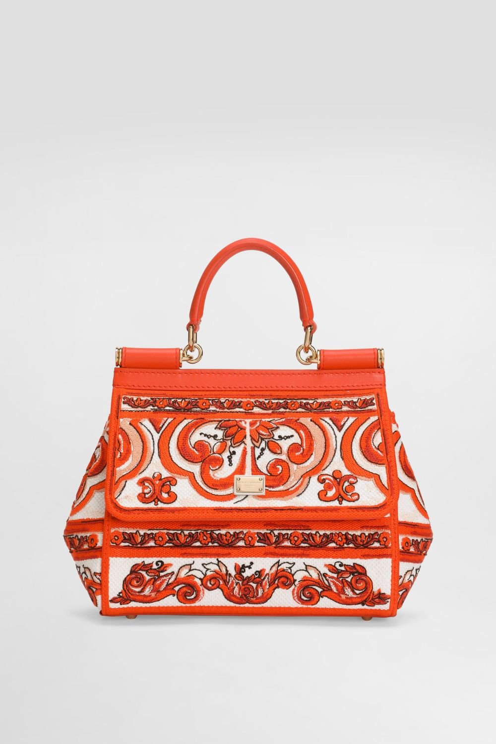 Small Sicily handbag with majolica embroidery