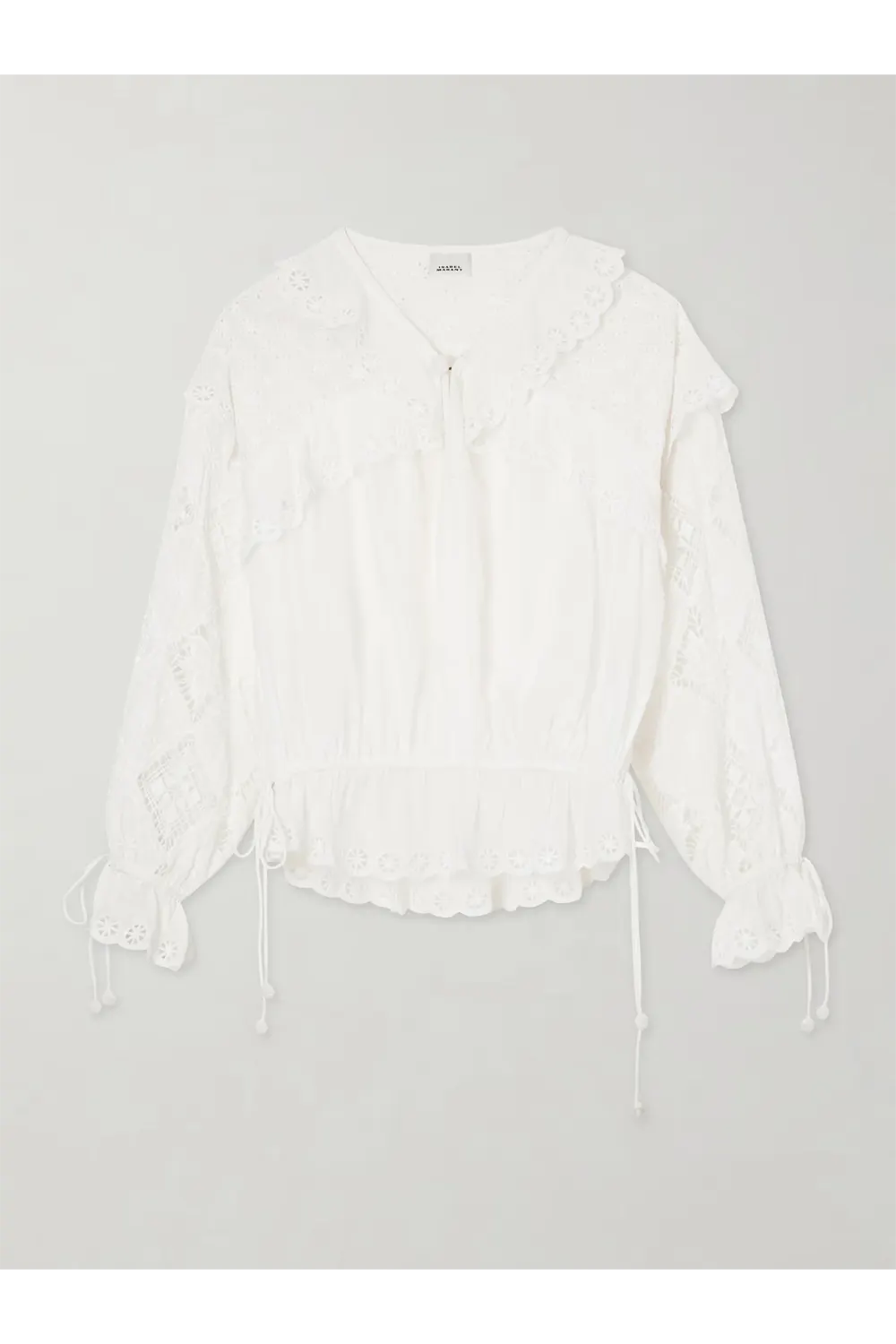 ISABEL MARANT Nowana broderie anglaise cotton and silk-blend blouse