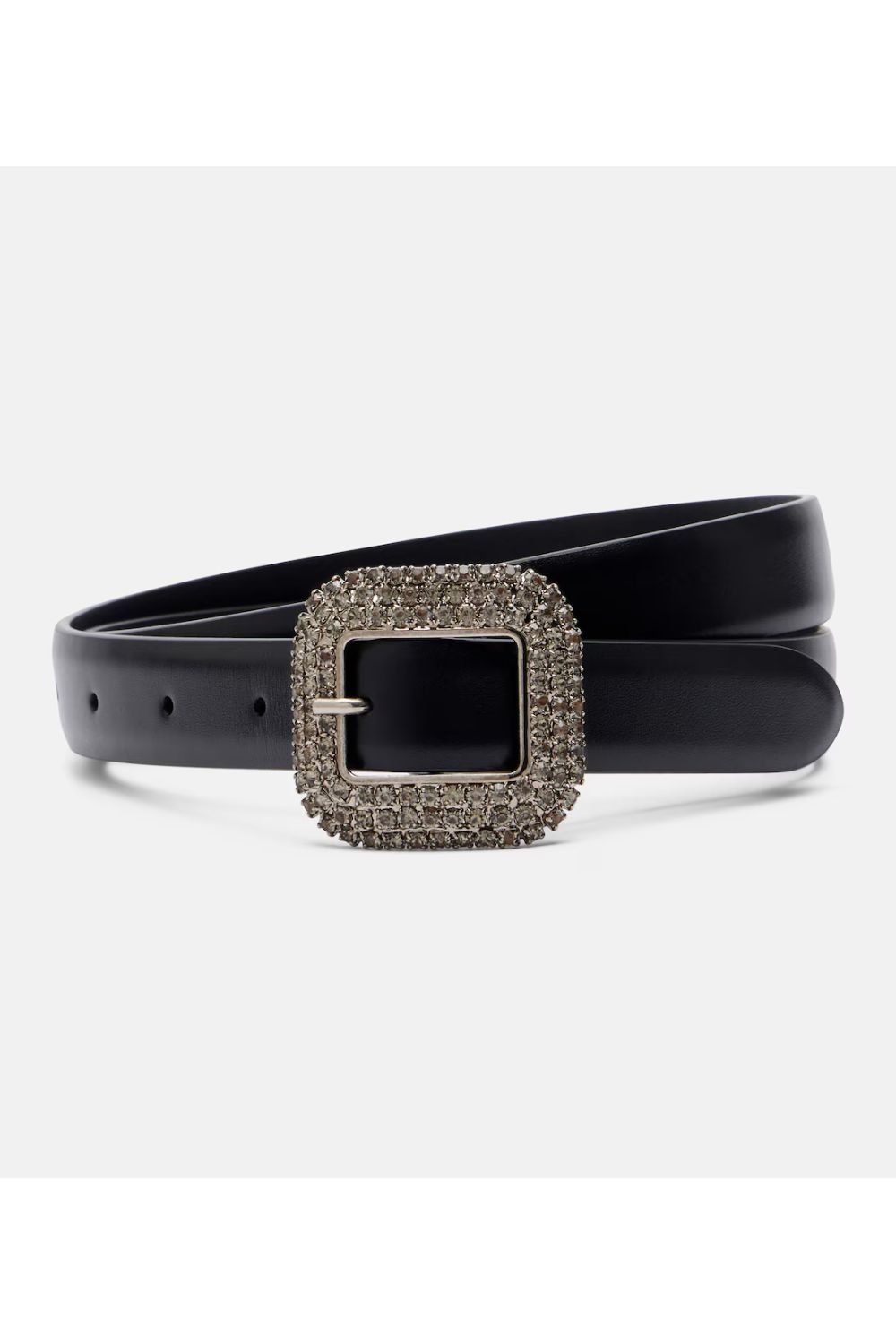 Saint Laurent Crystal-embellished leather belt