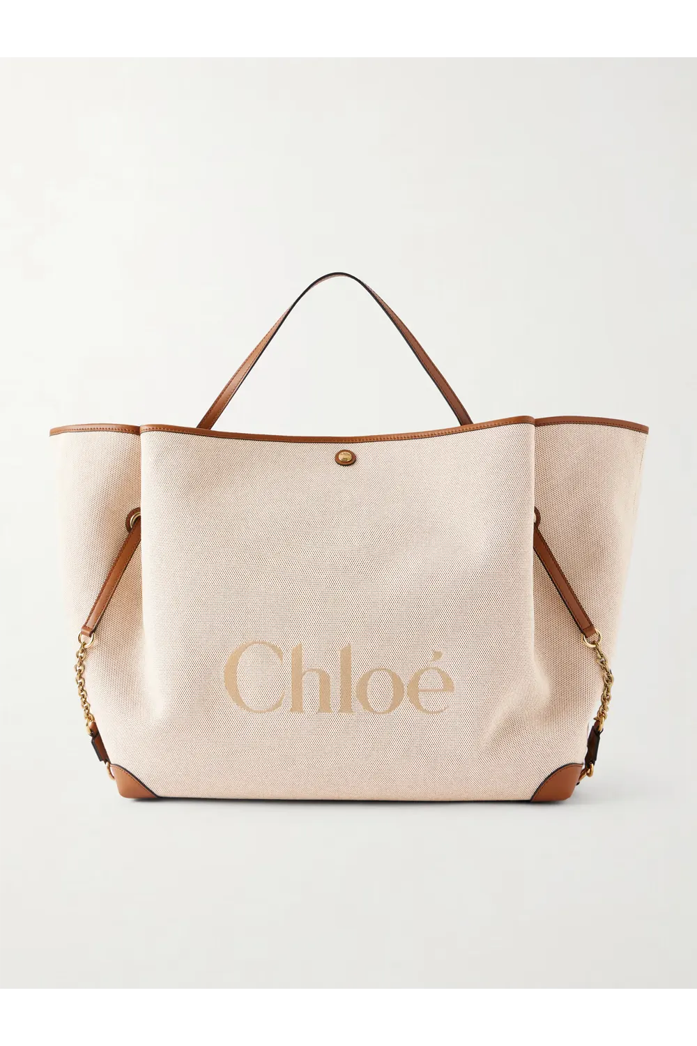 CHLOÉ Leather-trimmed canvas tote bag