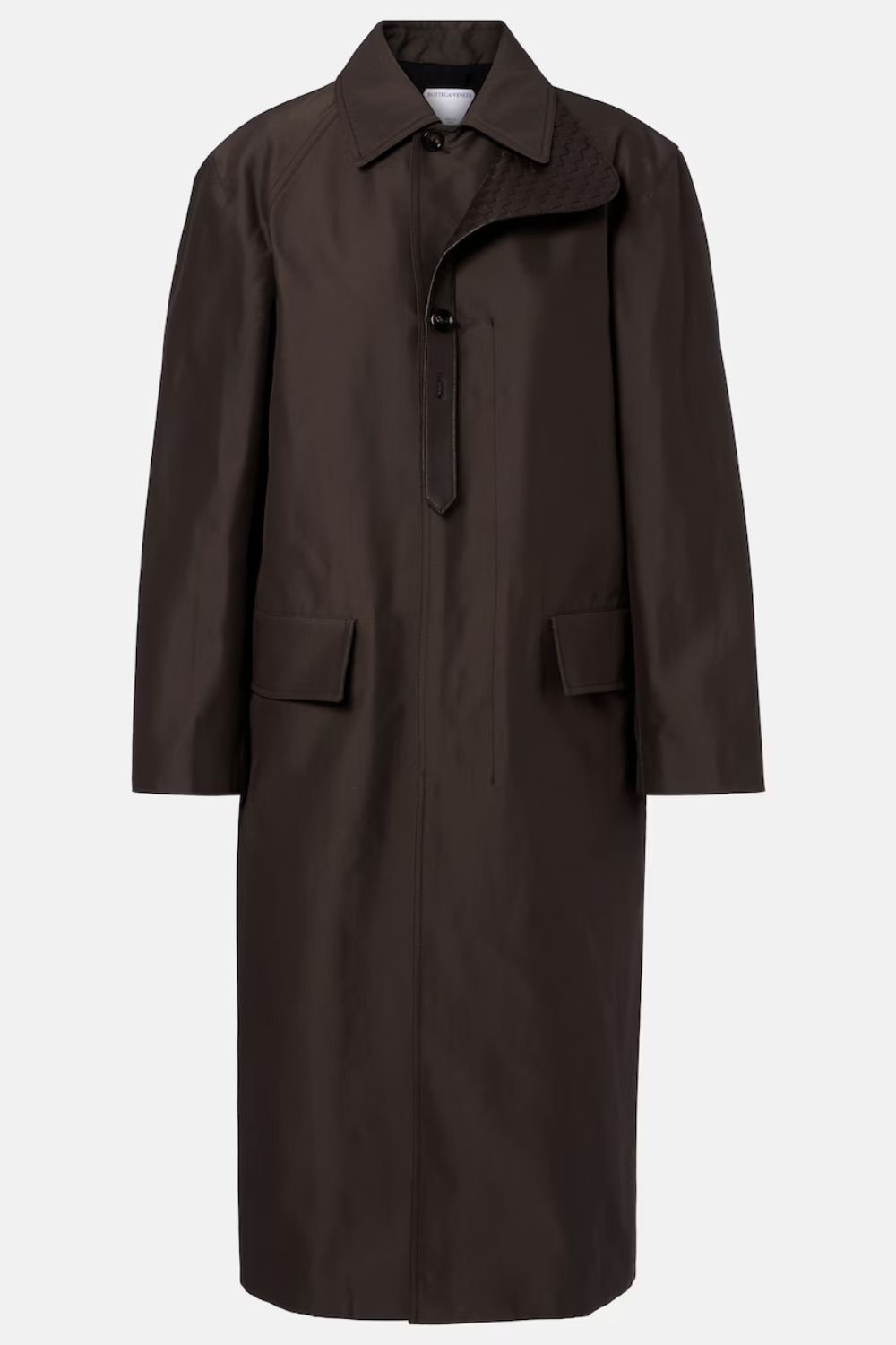 Bottega Veneta Intrecciato leather-trimmed trench coat