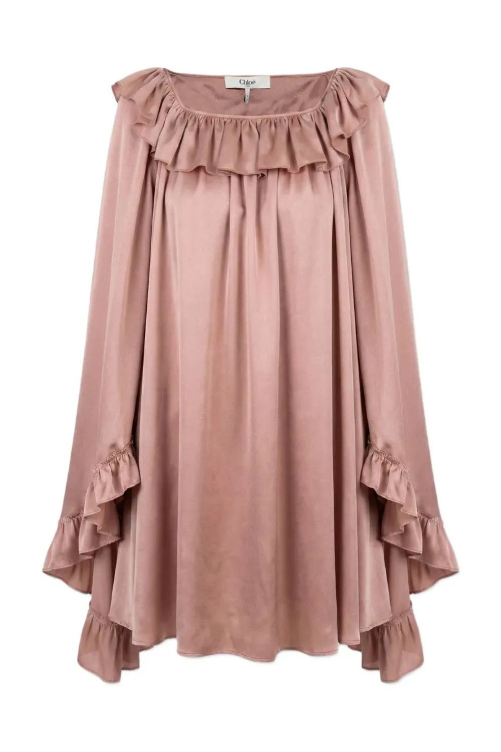 Chloé ruffled-trim silk mini dress
