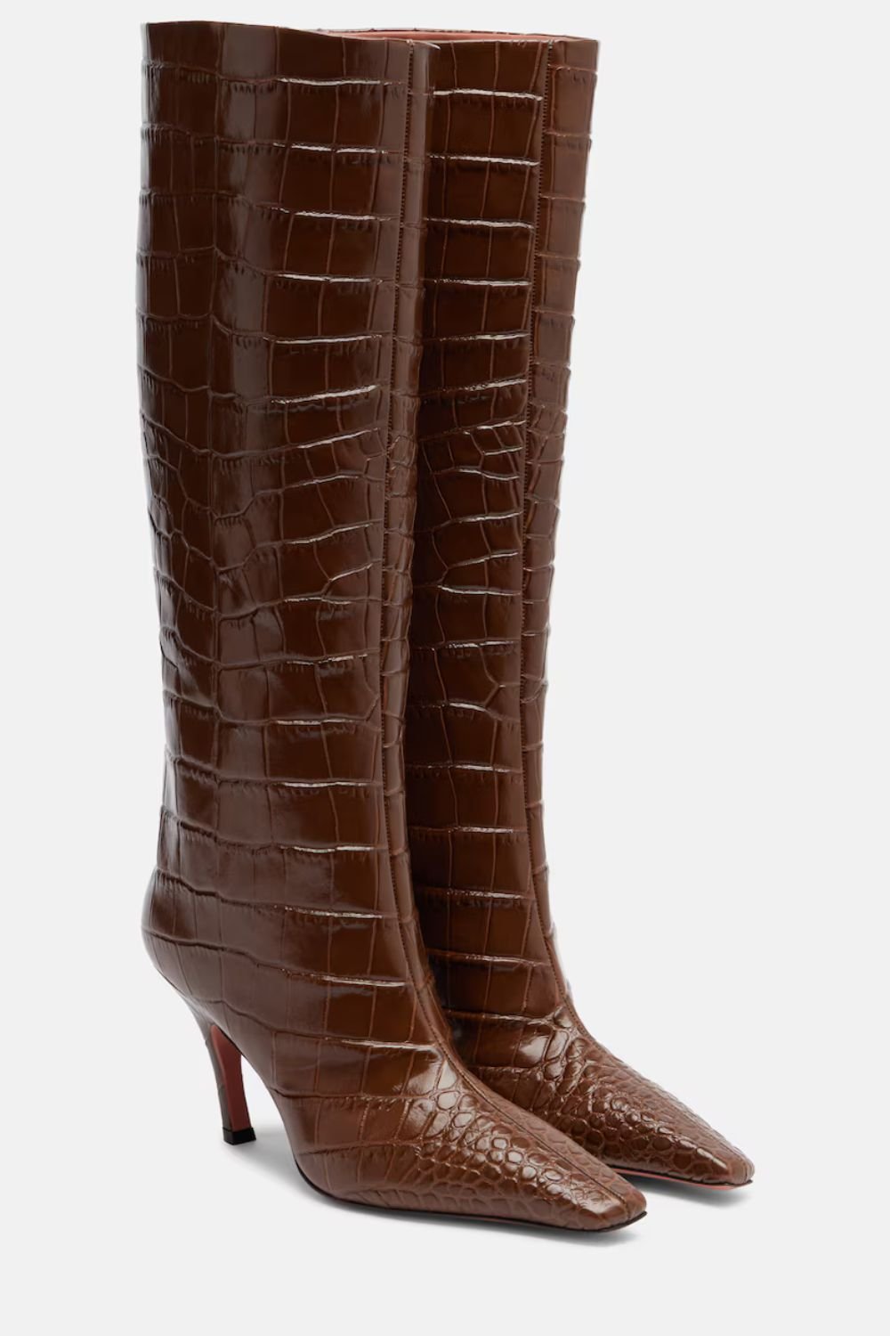 Amina Muaddi Mona croc-effect leather knee-high boots