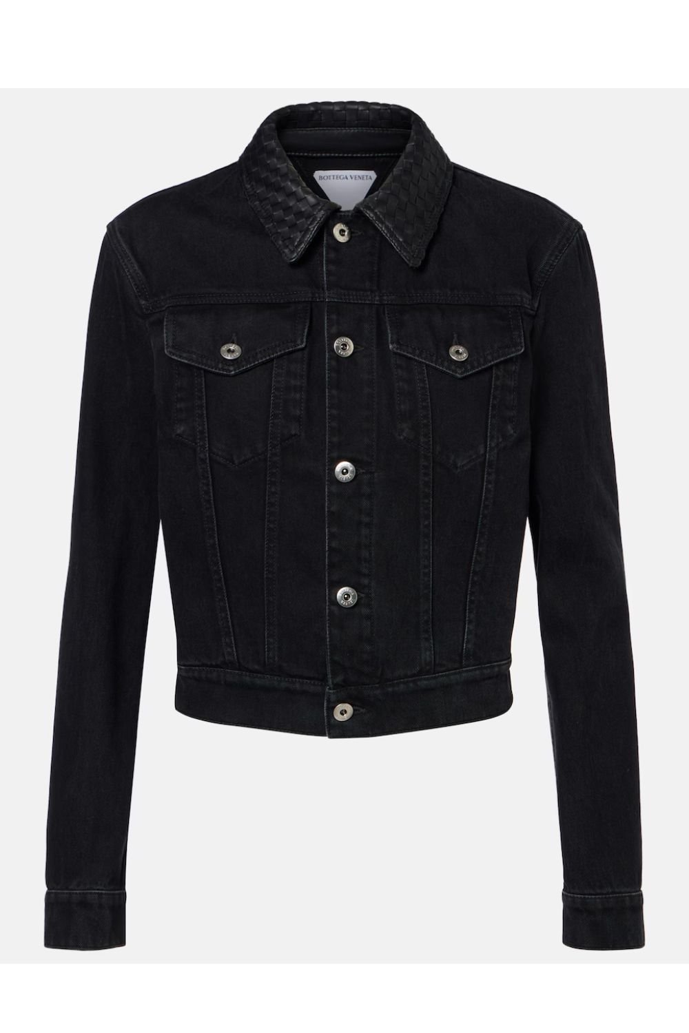 Bottega Veneta Intrecciato leather-trimmed denim jacket