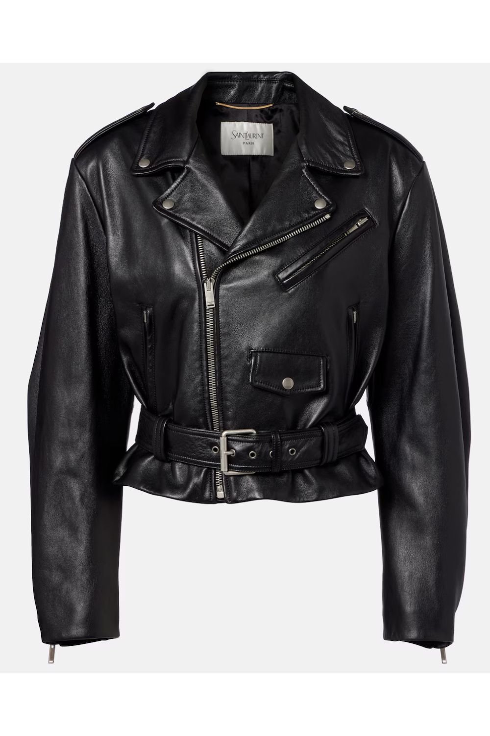 Saint Laurent Cropped leather biker jacket