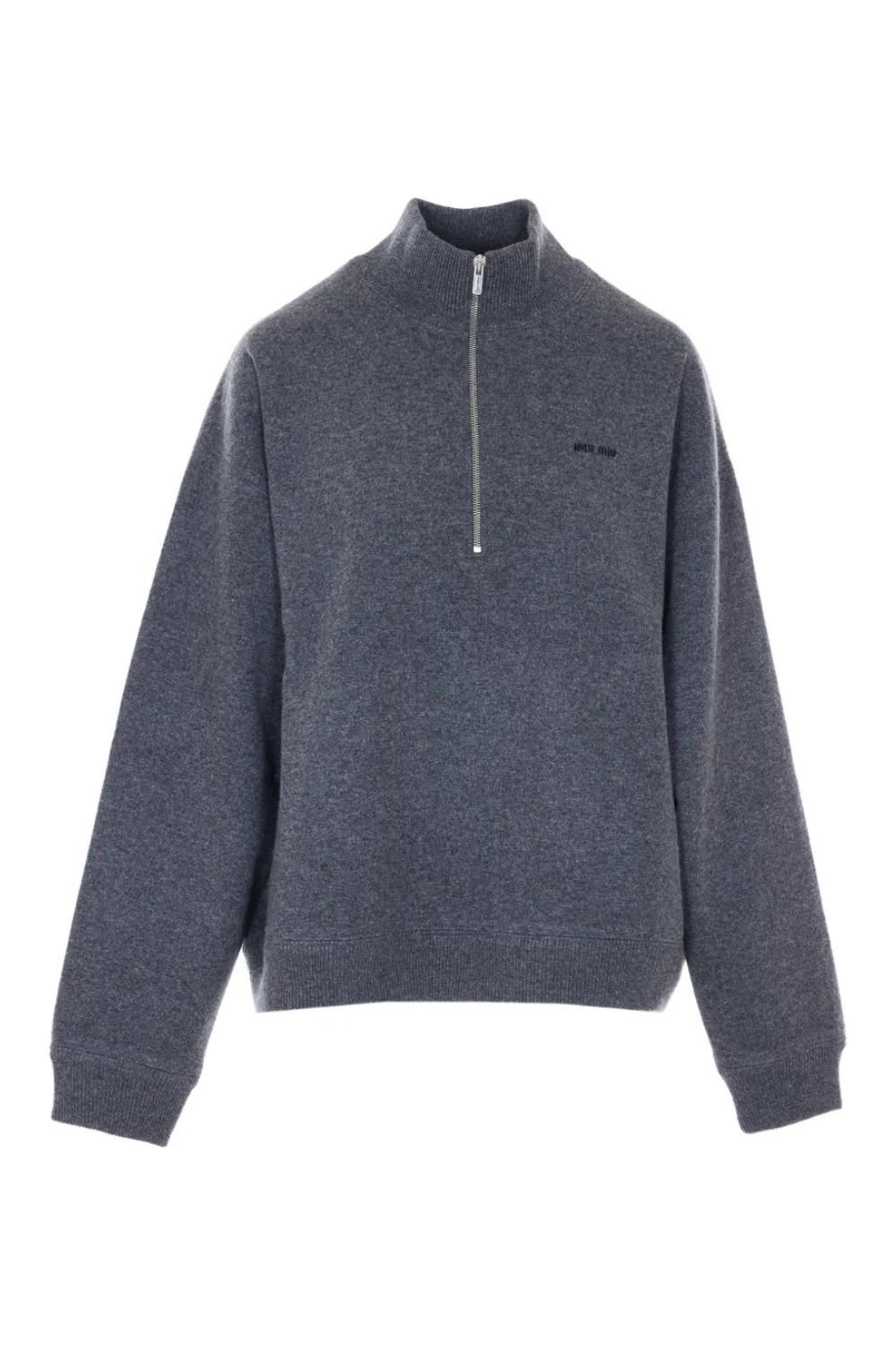 Miu Miu half-zip embroidered-logo sweater