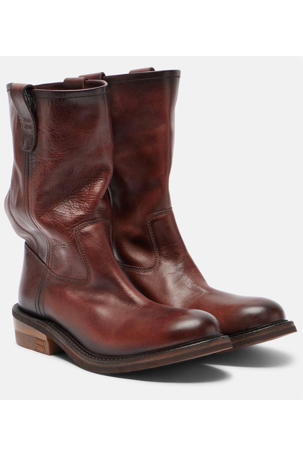Miu Miu Foule leather ankle boots