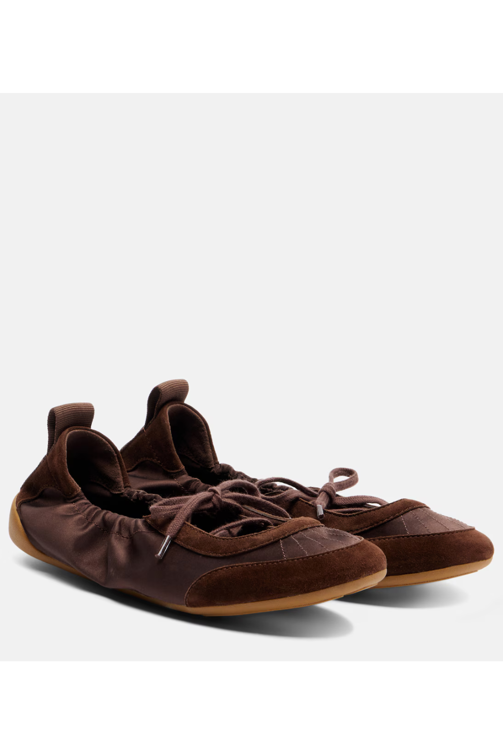Chloé Chloé Kick suede-trimmed satin flat
