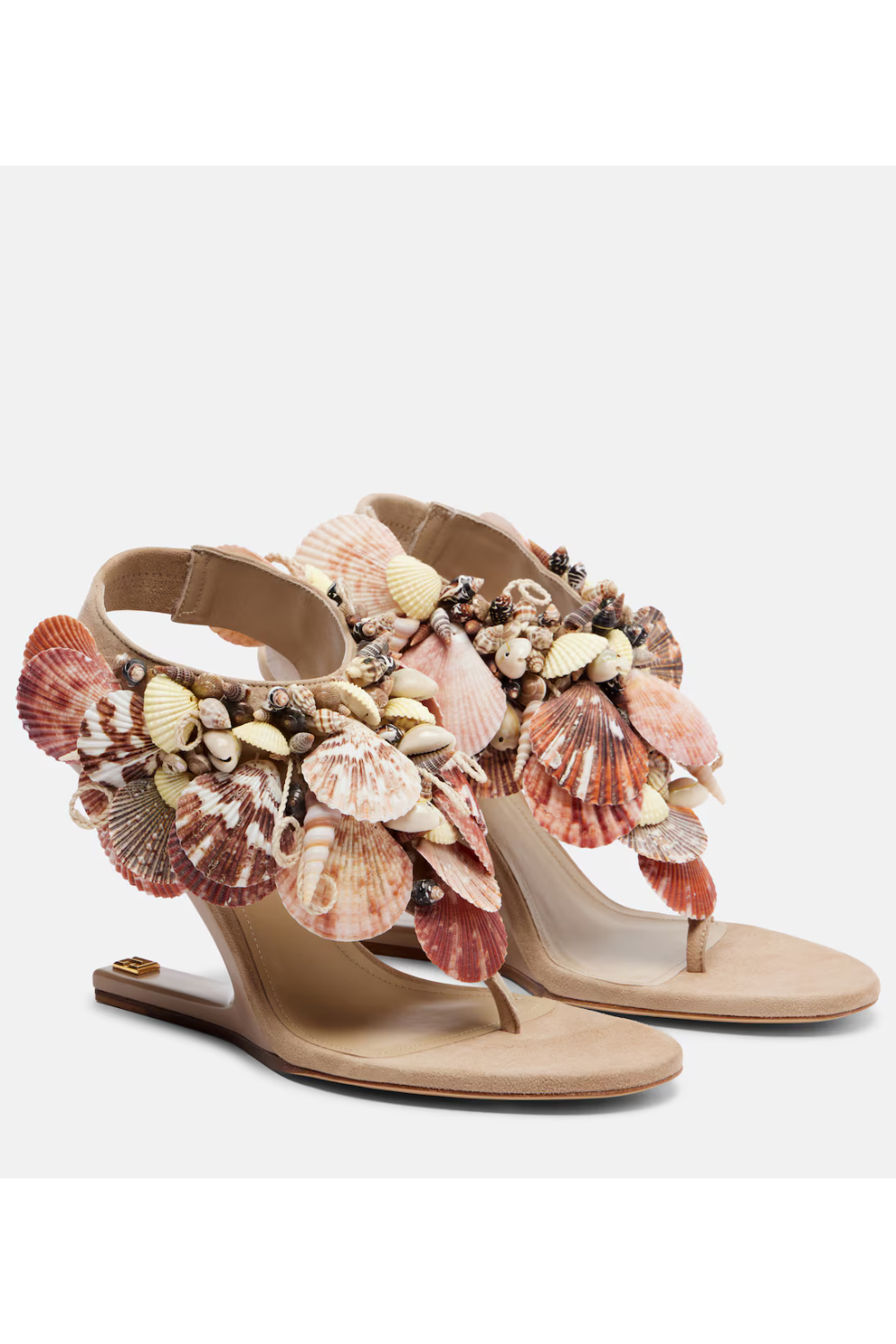 Balmain Embellished suede slingback wedges