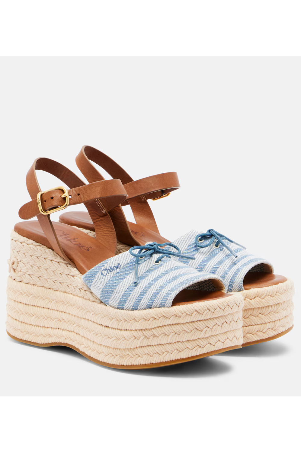 Chloé Striped canvas espadrille wedge sandals