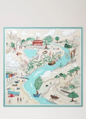 2 Large Square Scarf - Town & Country Multicolour Silk Twill