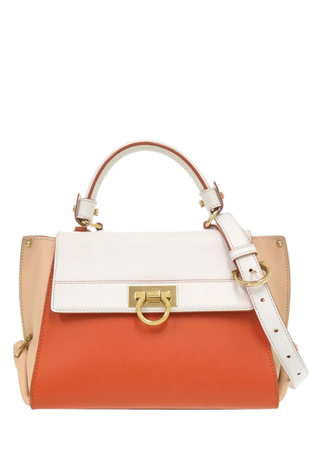 Ferragamo Pre-Owned 2000-2025 Small Tricolor Leather Gancini Sofia satchel