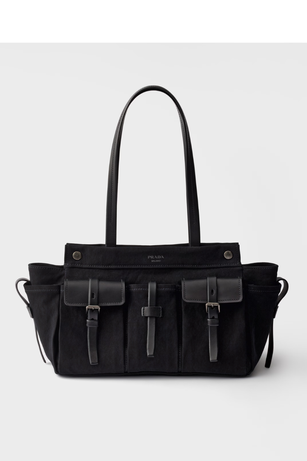 Prada Route large canvas and leather tote bag