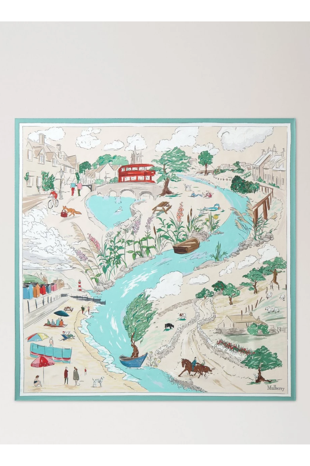 Large Square Scarf - Town & Country Multicolour Silk Twill