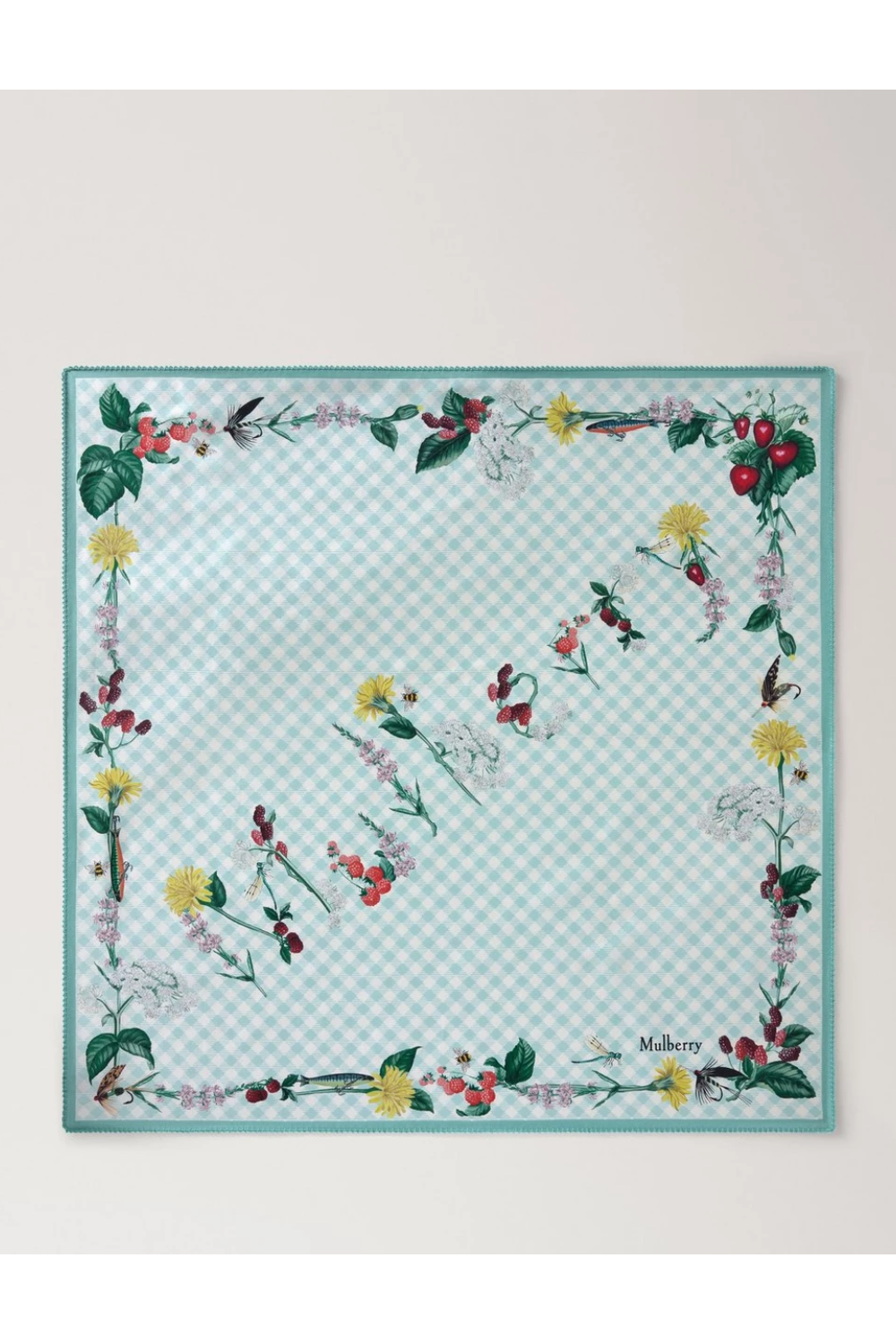 Square Scarf - Riverside Floral Marina Blue Silk Twill