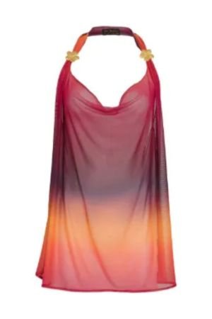 Amir Slama x Tati Barbieri ombré-mesh halterneck beach cover-up