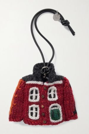 JW ANDERSON House Cardigan crocheted cotton and leather bag charm