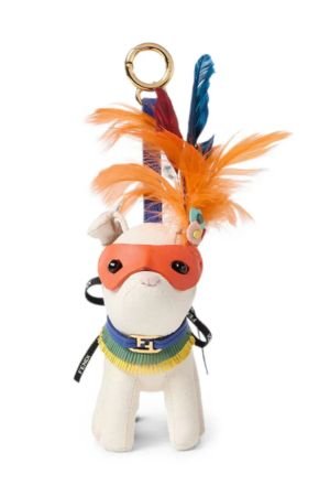 FENDI feather-embellished FF logo bag charm