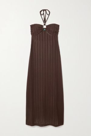 MELISSA ODABASH Harriet embellished crocheted halterneck maxi dress