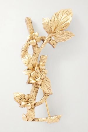 SAINT LAURENT Cassandre gold-tone brooch