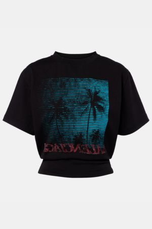 Balenciaga Logo cropped cotton jersey T-shirt