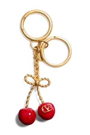 Chez metal and enamel bag charm with key ring