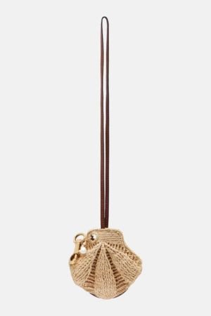 Chloé Shell embellished raffia bag charm