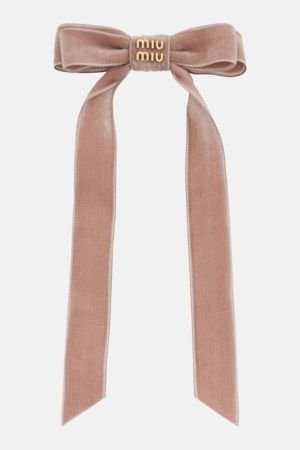 Miu Miu Logo velvet bow hair clip