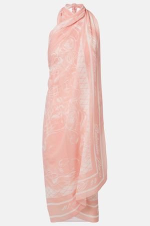 Balmain Printed silk beach cover-up
