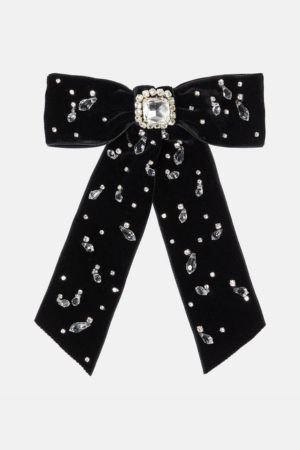 Jennifer Behr Alva bow embellished velvet barrette