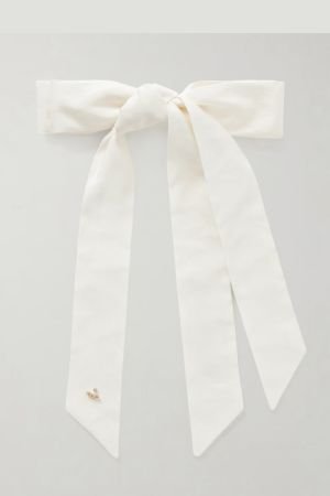 VIVIENNE WESTWOOD Julia bow-detailed embellished twill hair clip