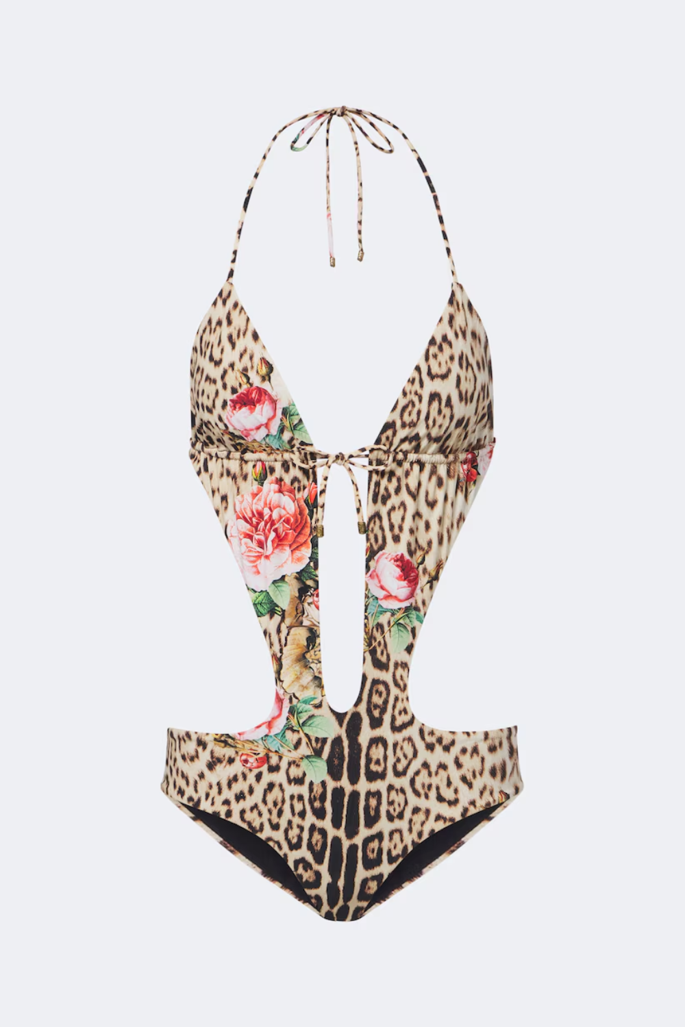 Roberto Cavalli Leopard-print cutout swimsuit