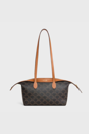 SMALL DUFFLE BAG IN TRIOMPHE CANVAS AND NATURAL CALFSKIN