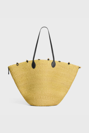 LARGE TRIOMPHE BEADS BASKET IN SISAL AND CALFSKIN