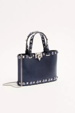 Valentino Garavani Rockstud Mini Shopping Bag In Laminated Calfskin