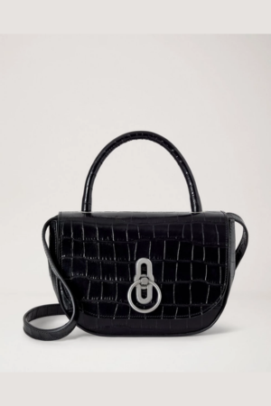 Small Amberley Top Handle Black Shiny Small Croc