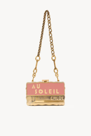 Chloé Soleil minaudière with chain in brass & enamel