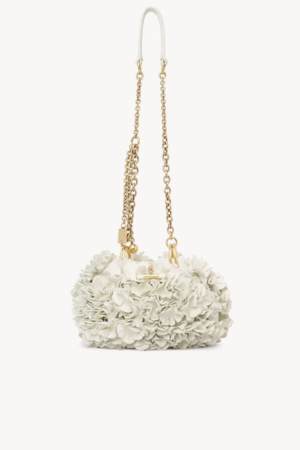 Chloé Plissé shoulder bag with chain in leather with flowers