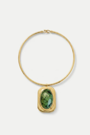 Turquoise Cabochon Gold Necklace