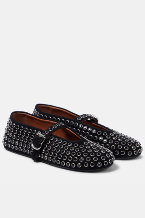 Alaïa Crystal Suede Flats